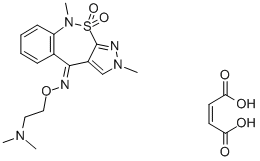 CAS#: 181145-46-0, 9-Dimethyl-2H-Pyrazolo(3,4-c)(2,1)Benzothiazepin-4(9H)-One O-(2-(Dimethylamino)Ethyl)Oxime 10,10-Dioxide (Z)-2-Butenedioate (1:1)