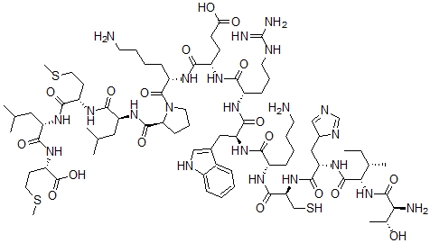 CAS 登录号:182917-44-8, L-苏氨酰-L-异亮氨酰-L-组氨酰-L-半胱氨酰-L-赖氨酰-L-色氨酰-L-精氨酰-L-alpha-谷氨酰-L-赖氨酰-L-脯氨酰-L-亮氨酰-L-蛋氨酰-L-亮氨酰-L-蛋氨酸