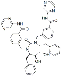 CAS 登录号：183854-80-0， 3-[[(4R,5S,6S,7R)-5,6-二羟基-2-氧代-4,7-二(苯基甲基)-3-[[3-(吡嗪-2-基氨基甲酰)苯基]甲基]-1,3-二氮杂环庚-1-基]甲基]-N-吡嗪-2-基苯甲酰胺