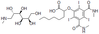 CAS#: 19080-51-4, (2R,3R,4R,5S)-6-Methylaminohexane-1,2,3,4,5-Pentol compd. with 2-[2,4,6-Triiodo-3 ,5-Bis(Methylcarbamoyl)Phenoxy]Octanoic Acid