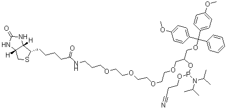 CAS#: 198080-44-3, Bis(1-Methylethyl)-Phosphoramidous Acid 1-[[Bis(4-Methoxyphenyl)Phenylmethoxy]Methyl]-21-[(3aS,4S,6aR)-Hexahydro-2-Oxo-1H-Thieno[3,4-d]Imidazol-4-Yl]-17-Oxo-3,6,9,12-Tetraoxa-16-Azaheneicos-1-Yl 2-Cyanoethyl Ester