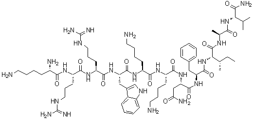 CAS 登录号：198694-74-5， L-赖氨酰-L-精氨酰-L-精氨酰-L-色氨酰-L-赖氨酰-L-赖氨酰-L-天冬氨酰胺酰-L-苯丙氨酰-L-异亮氨酰-L-丙氨酰-L-缬氨酰胺