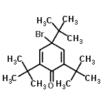 CAS 登录号:1988-75-6, 4-溴-2,4,6-三(2-甲基-2-丙基)-2,5-环己二烯-1-酮