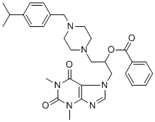 CAS#: 19977-12-9, [1-(1,3-Dimethyl-2,6-dioxo-purin-7-yl)-3-[4-[(4-propan-2-ylphenyl)methyl]piperazin-1-yl]propan-2-yl] benzoate