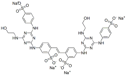 CAS#: 20182-56-3, Tetrasodium 5-[[4-(2-Hydroxyethylamino)-6-[(4-Sulfonatophenyl)Amino]-1,3,5-Triazin-2-Yl]Amino]-2-[(E)-2-[4-[[4-(2-Hydroxyethylamino)-6-[(4-Sulfonatophenyl)Amino]-1,3,5-Triazin-2-Yl]Amino]-2-Sulfonato-Phenyl]Ethenyl]Benzenesulfonate