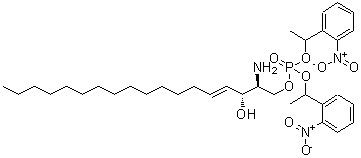CAS 登录号：207516-11-8， (2S,3R,4E)-2-氨基-3-羟基-4-十八碳烯-1-基二[1-(2-硝基苯基)乙基]磷酸酯