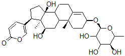 CAS 登录号：21256-71-3， 5-[(3S,10R,12R,13S,14S,17R)-12,14-二羟基-10,13-二甲基-3-[(2S,5S)-3,4,5-三羟基-6-甲基四氢吡喃-2-基]氧基-1,2,3,6,7,8,9,11,12,15,16,17-十二氢环戊烯并[a]菲-17-基]吡喃-2-酮
