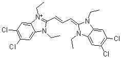 CAS 登录号：21527-78-6， 5,6-二氯-2-[3-(5,6-二氯-1,3-二乙基-1,3-二氢-2H-苯并咪唑-2-亚基)-1-丙烯基]-1,3-二乙基-1H-苯并咪唑鎓