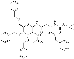 CAS#: 219968-28-2, Benzyl 4-({(2R,3R,4R,5S,6R)-3-Acetamido-4,5-Bis(Benzyloxy)-6-[(Benzyloxy)Methyl]Tetrahydro-2H-Pyran-2-Yl}Amino)-2-({[(2-Methyl-2-Propanyl)Oxy]Carbonyl}Amino)-4-Oxobutanoate