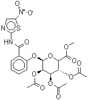 CAS 登录号：221287-92-9， 2-[(5-硝基-1,3-噻唑-2-基)氨基甲酰]苯基(5Xi)-2,3,4-三-O-乙酰基-beta-L-来苏-吡喃己糖醛酸甲酯