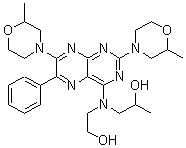 CAS 登录号:25000-95-7, 2,7-二(2-甲基吗啉基)-4-(N-乙醇-N-异丙醇)氨基-6-苯基蝶啶