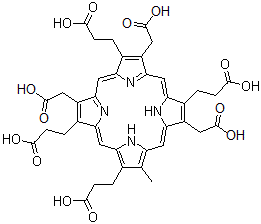 CAS#: 25744-38-1, 3,8,13-Tris(Carboxymethyl)-17-Methyl-21H,23H-Porphine-2,7,12,18-Tetrapropanoic Acid