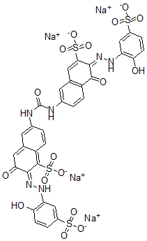 CAS 登录号：2609-99-6， (2Z)-2-[(2-羟基-5-磺酸苯基)亚肼基]-6-[[(6E)-6-[(2-羟基-5-磺酸苯基)亚肼基]-5-氧代-7-磺酸萘-2-基]氨基甲酰氨基]-3-氧代萘-1-磺酸四钠