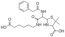 CAS#: 2642-55-9, 2-[2-[(6-Hydroxy-6-Oxohexyl)Amino]-2-Oxo-1-[(2-Phenylacetyl)Amino]Ethyl]-5,5-Dimethyl-1,3-Thiazolidine-4-Carboxylic Acid