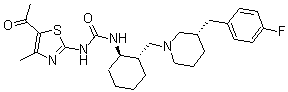 CAS 登录号：275812-32-3， N-(5-乙酰基-4-甲基-2-噻唑基)-N'-[(1R,2S)-2-[[(3S)-3-[(4-氟苯基)甲基]-1-哌啶基]甲基]环己基]-脲