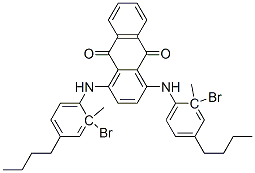 CAS 登录号：28198-04-1， 1,4-二(2-溴-4-丁基邻甲苯氨基)蒽醌