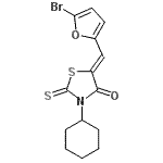 CAS 登录号：292034-08-3， (5Z)-5-[(5-溴-2-呋喃基)亚甲基]-3-环己基-2-硫代-1,3-噻唑烷-4-酮