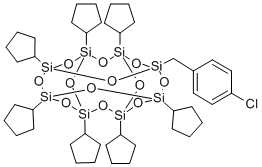 CAS#: 307496-35-1, 1-(4-Chlorobenzyl)-3,5,7,9,11,13,15-heptacyclopentylpentacyclo[9.5.1.13,9.15,15.17,13]octasiloxane