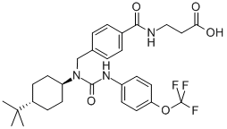 CAS 登录号：307983-31-9， N-[4-[[[反式-4-叔丁基环己基][[[4-(三氟甲氧基)苯基]氨基]羰基]氨基]甲基]苯甲酰基]-beta-丙氨酸