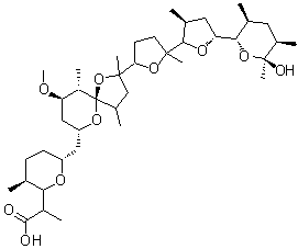 CAS#: 31357-58-1, 2-[(3S,6R)-6-{[(5R,7R,9R,10S)-2-{(3'S,5'R)-5'-[(2S,3S,5R,6S)-6-Hydroxy-3,5,6-Trimethyltetrahydro-2H-Pyran-2-Yl]-2,3'-Dimethyloctahydro-2,2'-Bifuran-5-Yl}-9-Methoxy-2,4,10-Trimethyl-1,6-Dioxaspiro[4.5] Dec-7-Yl]Methyl}-3-Methyltetrahydro-2H-Pyran-2-Yl]Propanoic Acid