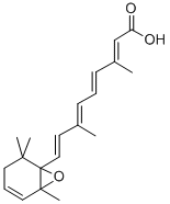 CAS 登录号：31979-12-1， (2E,4E,6E,8E)-3,7-二甲基-9-(2,2,6-三甲基-7-氧杂双环[4.1.0]庚-4-烯-1-基)壬-2,4,6,8-四烯酸
