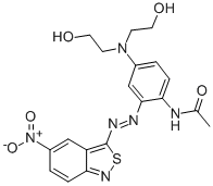 CAS 登录号：32569-24-7， N-[5-[二(2-羟基乙基)氨基]-2-[(5-硝基-2,1-苯并异噻唑-3-基)偶氮]苯基]-乙酰胺