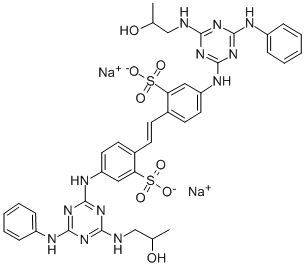 CAS#: 32694-95-4, Disodium 5-[[4-(2-Hydroxypropylamino)-6-(Phenylamino)-1,3,5-Triazin-2-Yl]Amino]-2-[(E)-2-[4-[[4-(2-Hydroxypropylamino)-6-(Phenylamino)-1,3,5-Triazin-2-Yl]Amino]-2-Sulfonatophenyl]Ethenyl]Benzenesulfonate