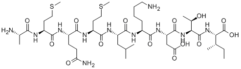 CAS 登录号:334731-59-8, 丙氨酰-蛋氨酰-谷氨酰胺酰-蛋氨酰-亮氨酰-赖氨酰-天冬氨酰-苏氨酰-异亮氨酸