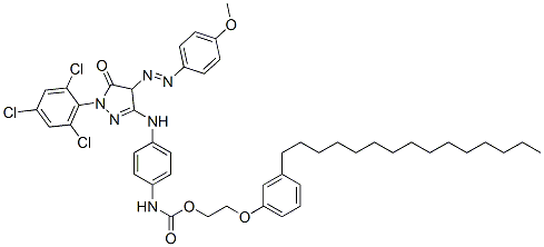 CAS 登录号：33952-87-3， 2-(3-十五烷基苯氧基)乙基N-[4-[[4-(4-甲氧基苯基)偶氮-5-氧代-1-(2,4,6-三氯苯基)-4H-吡唑-3-基]氨基]苯基]氨基甲酸酯