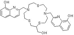 CAS#: 343372-34-9, 2,2'-{[2-(Hydroxymethyl)-1,4,10-Trithia-7,13-Diazacyclopentadecane-7,13-Diyl]Bis(Methylene)}Di(8-Quinolinol)