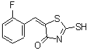 CAS 登录号：350-22-1， (5E)-5-(2-氟苄亚基)-2-硫基-1,3-噻唑-4(5H)-酮