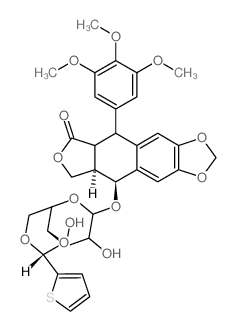 CAS#: 35317-31-8, (8aR,9S)-9-[[(2R)-7,8-Dihydroxy-2-(2-Thienyl)-4,4a,6,7,8,8a-Hexahydropyrano[5,6-d][1,3]Dioxin-6-Yl]Oxy]-5-(3,4,5-Trimethoxyphenyl)-5a,8,8a,9-Tetrahydro-5H-Isobenzofurano[6,5-f][1,3]Benzodioxol-6-One