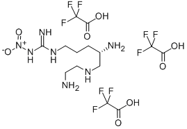 CAS 登录号：357965-99-2， N-[(4S)-4-氨基-5-[(2-氨基乙基)氨基]戊基]-N'-硝基-胍三(三氟乙酸盐)