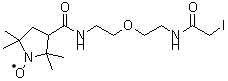CAS#: 36034-66-9, 3-[[[2-[2-[(Iodoacetyl)amino]ethoxy]ethyl]amino]carbonyl]-2,2,5,5-tetramethyl-1-Pyrrolidinyloxy