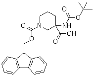 CAS#: 368866-19-7, 1-[(9H-Fluoren-9-Ylmethoxy)Carbonyl]-3-({[(2-Methyl-2-Propanyl)Oxy]Carbonyl}Amino)-3-Piperidinecarboxylic Acid