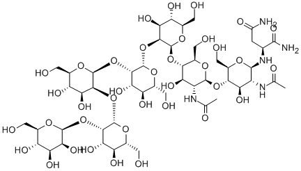 CAS#: 38784-68-8, N-(O-alpha-D-mannopyranosyl-(1-3)-O-(O-alpha-D-mannopyranosyl-(1->3)-O-(alpha-D-mannopyranosyl-(1-6))-alpha-D-mannopyranosyl-(1-6))-O-beta-D-mannopyranosyl-(1->4)-O-2-(acetylamino)-2-deoxy-beta-D-glucopyranosyl-(1->4)-2-(acetylamino)-2-deoxy-beta-D-glucopyranosyl)-L-Asparagine