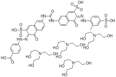 CAS#: 38801-09-1, 4-((1-hydroxy-6-((((5-hydroxy-6-((2-methyl-4-sulfophenyl)azo)-7-sulfo-2-naphthalenyl)amino)carbonyl)amino)-3-sulfo-2-naphthalenyl)azo)-Benzoic acid compd. with 2,2',2''-nitrilotris(ethanol) (1:4)