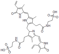CAS 登录号：39084-19-0， 2-[3-[5-[(E)-(3-乙烯基-4-甲基-5-氧代吡咯-2-亚基)甲基]-2-[[5-[(E)-(4-乙烯基-3-甲基-5-氧代吡咯-2-亚基)甲基]-4-甲基-3-[3-氧代-3-(2-磺基乙基氨基)丙基]-1H-吡咯-2-基]甲基]-4-甲基-2H-吡咯-3-基]丙酰氨基]乙烷磺酸
