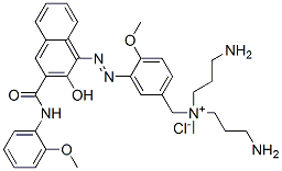 CAS#: 40948-95-6, Bis(3-Aminopropyl)[3-[[2-Hydroxy-3-[[(2-Methoxyphenyl)Amino]Carbonyl]-1-Naphthyl]Azo]-4-Methoxybenzyl]Methylammonium Chloride