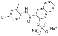 CAS 登录号：4264-93-1， N-(4-氯-2-甲基苯基)-3-(磷酰氧基)-2-萘甲酰胺二钠盐