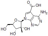 CAS 登录号：443642-56-6， 4-氨基-7-(2-C-甲基-beta-D-呋喃核糖基)-7H-吡咯并[2,3-d]嘧啶-5-羧酸
