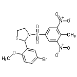 CAS 登录号：477489-63-7， 2-(5-溴-2-甲氧基苯基)-3-[(4-甲基-3,5-二硝基苯基)磺酰基]-1,3-噻唑烷