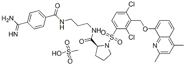 CAS#: 515880-69-0, (2S)-N-[3-[[4-(Aminoiminomethyl)Benzoyl]Amino]Propyl]-1-[[2,4-Dichloro-3-[[(2,4-Dimethyl-8-Quinolinyl)Oxy]Methyl]Phenyl]Sulfonyl]-2-Pyrrolidinecarboxamide Monomethanesulfonate