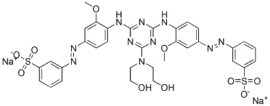 CAS#: 52238-69-4, Disodium 3,3'-[[6-[Bis(2-Hydroxyethyl)Amino]-1,3,5-Triazine-2,4-Diyl]Bis[Imino(3-Methoxy-4,1-Phenylene)Azo]]Bis[Benzenesulphonate]