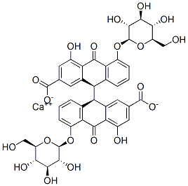 CAS#: 52730-36-6, (R*,R*)-5,5'-Bis(beta-D-Glucopyranosyloxy)-9,9',10,10'-Tetrahydro-4,4'-Dihydroxy-10,10'-Dioxo[9,9'-Bianthracene]-2,2'-Dicarboxylic Acid, Calcium Salt