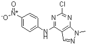CAS 登录号：5444-57-5， 6-氯-1-甲基-N-(4-硝基苯基)-1H-吡唑并[3,4-d]嘧啶-4-胺