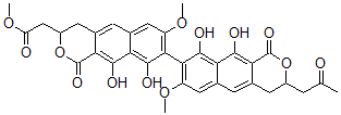 CAS#: 55051-93-9, (-)-7,7'-Dimethoxy-3-(Methoxycarbonylmethyl)-3'-(2-Oxopropyl)-9,9',10,10'-Tetrahydroxy-3,3',4,4'-Tetrahydro-8,8'-Bi[1H-Naphtho[2,3-c]Pyran]-1,1'-Dione