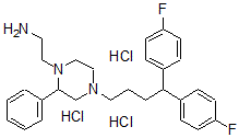CAS#: 5522-33-8, 4-(4,4-Bis(4-fluorophenyl)butyl)-N-phenyl-1-Piperazineethanamine trihydrochloride