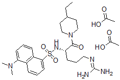 CAS#: 55381-73-2, 1-[5-[(Aminoiminomethyl)amino]-2- [(2S)-[[5-(dimethylamino)-1-naphthalenyl]-sulfonyl]amino]-1-oxopentyl]-4-ethylpiperidine diacetate