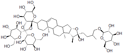 CAS 登录号：56126-14-8， [(22R)-26-(beta-D-吡喃葡萄糖基氧基)-22-羟基呋甾-5-烯-3beta-基] 6-O-(3-O-beta-D-吡喃葡萄糖基-beta-D-吡喃葡萄糖基)-beta-D-吡喃葡萄糖苷
